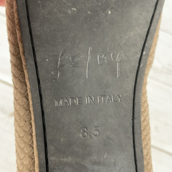 Taupe French Sole New York FSNY Textured Suede Smoking Loafer Flats - Picture 8 of 12